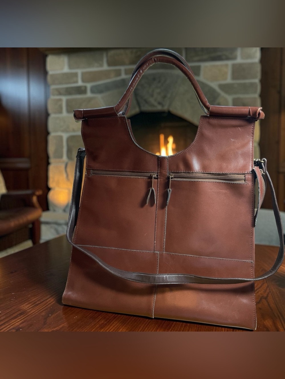Vintage Brazilian Leather Tote Bag - Classic Carryall—Unisex